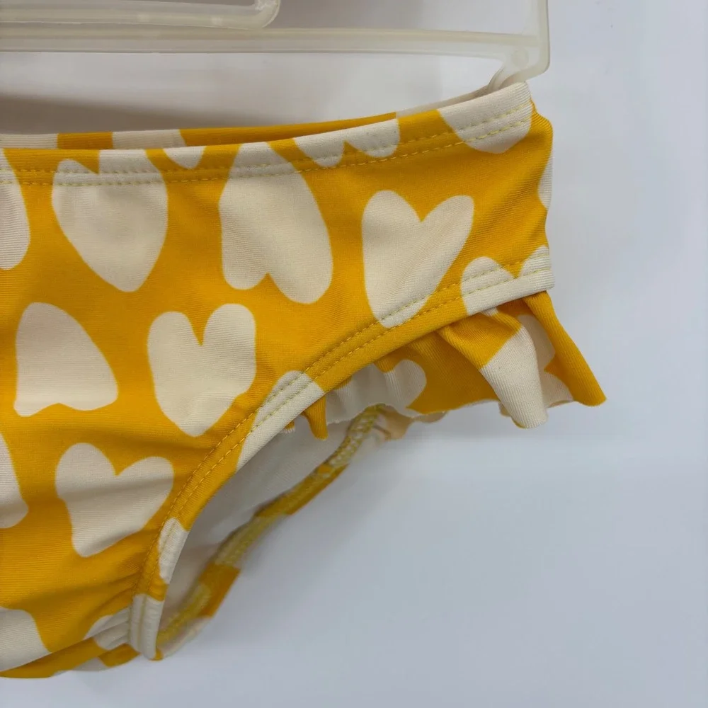 Cat & Jack Bikini Toddler 4T Yellow Heart Ruffle Two Piece Swimsuit Summer Cute